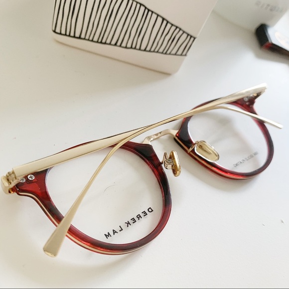 DEREK LAM 281 glasses 18k gold plated ruby/goldNWT - Picture 5 of 12